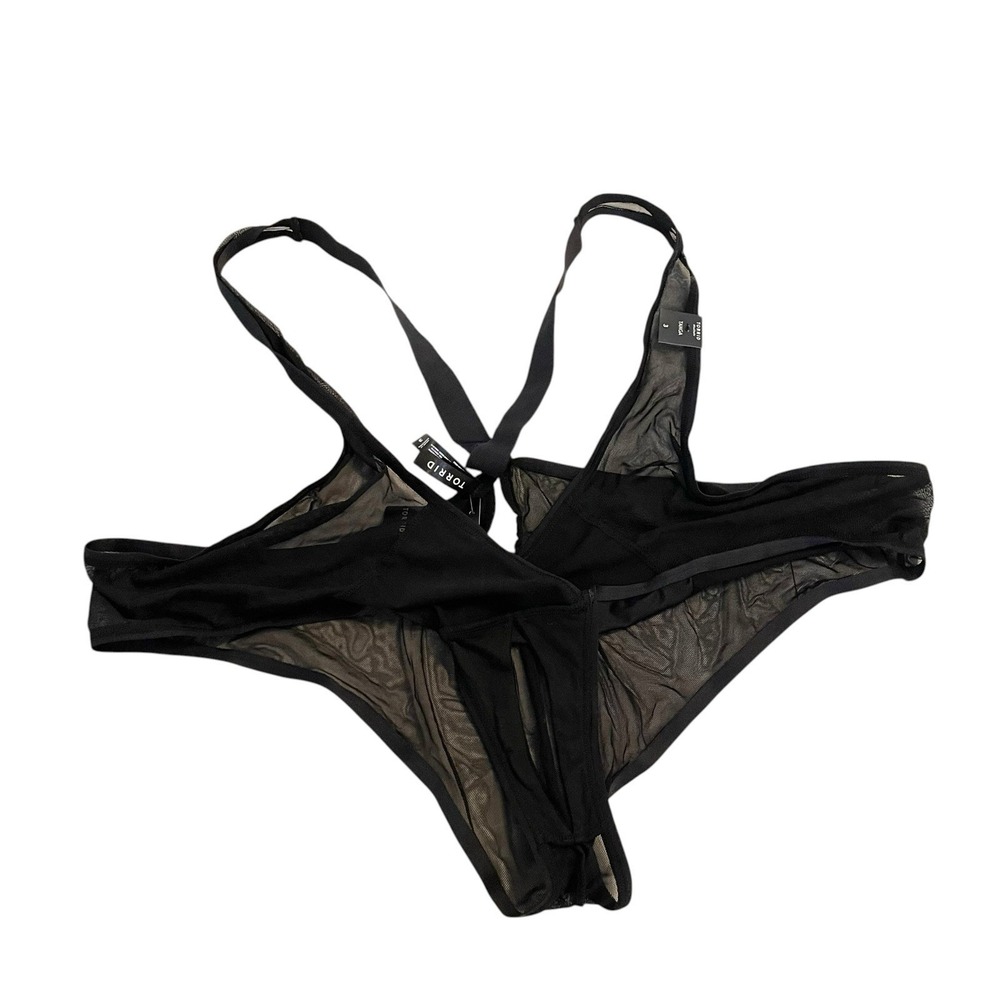 Torrid Bondage High Rise Micro and Mesh Tanga Panty Black Underwear Plus 3X NEW